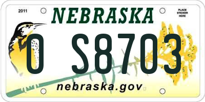 NE license plate 0S8703