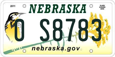 NE license plate 0S8783