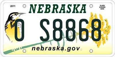 NE license plate 0S8868