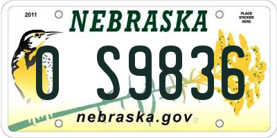 NE license plate 0S9836