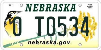NE license plate 0T0534