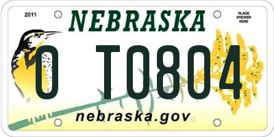 NE license plate 0T0804