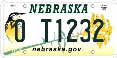 NE license plate 0T1232