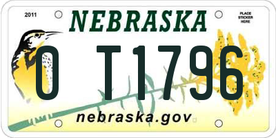NE license plate 0T1796