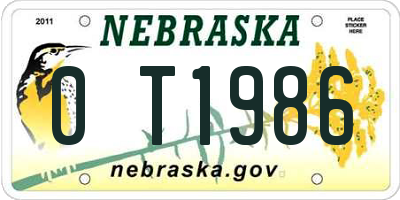 NE license plate 0T1986