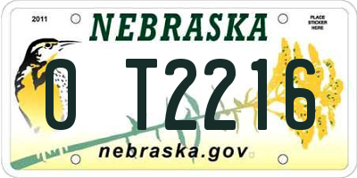 NE license plate 0T2216