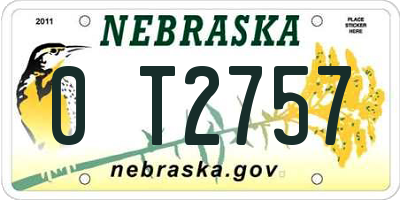 NE license plate 0T2757