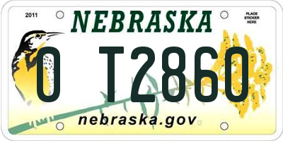 NE license plate 0T2860
