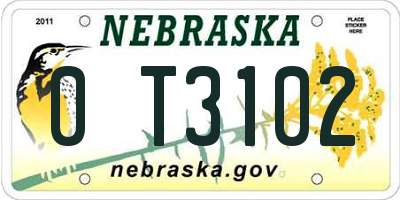 NE license plate 0T3102