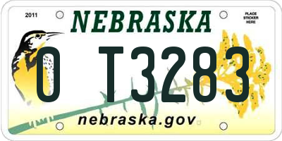 NE license plate 0T3283