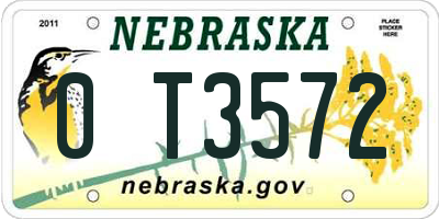 NE license plate 0T3572