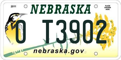 NE license plate 0T3902