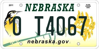NE license plate 0T4067