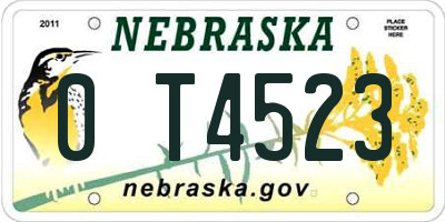 NE license plate 0T4523