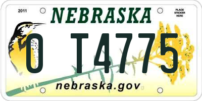 NE license plate 0T4775