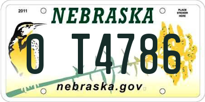 NE license plate 0T4786