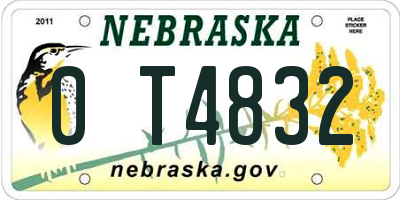 NE license plate 0T4832