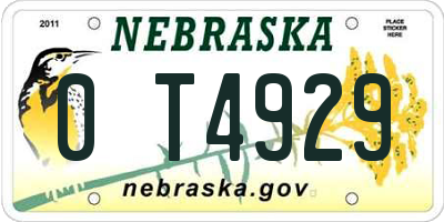 NE license plate 0T4929