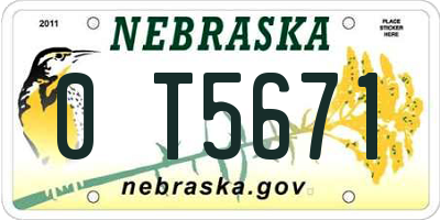 NE license plate 0T5671