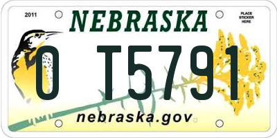 NE license plate 0T5791