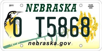 NE license plate 0T5868
