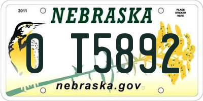 NE license plate 0T5892