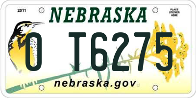 NE license plate 0T6275