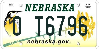 NE license plate 0T6796