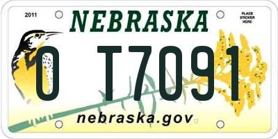 NE license plate 0T7091