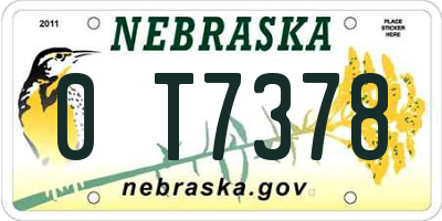 NE license plate 0T7378