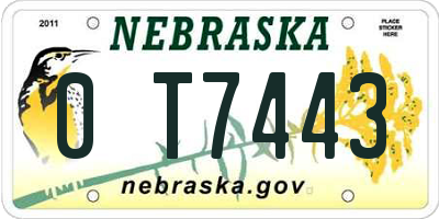 NE license plate 0T7443