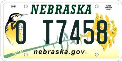 NE license plate 0T7458