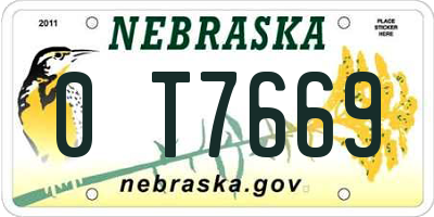 NE license plate 0T7669