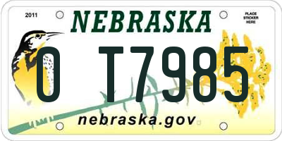 NE license plate 0T7985