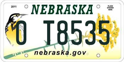 NE license plate 0T8535