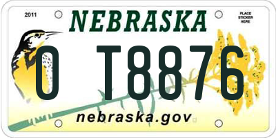 NE license plate 0T8876