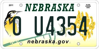 NE license plate 0U4354
