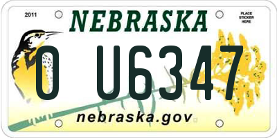 NE license plate 0U6347