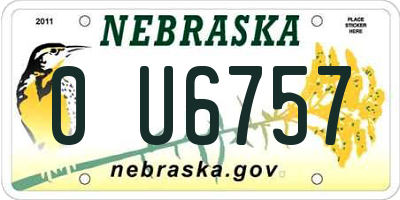 NE license plate 0U6757