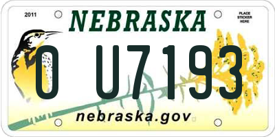 NE license plate 0U7193