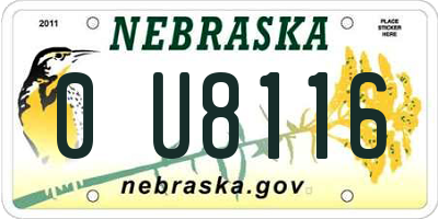 NE license plate 0U8116