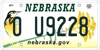 NE license plate 0U9228