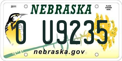 NE license plate 0U9235