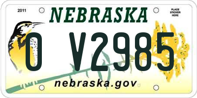 NE license plate 0V2985