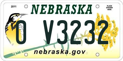 NE license plate 0V3232