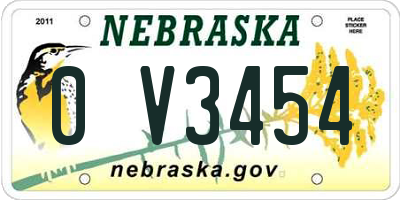 NE license plate 0V3454