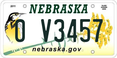 NE license plate 0V3457