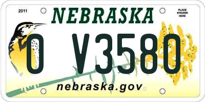 NE license plate 0V3580