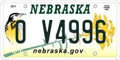 NE license plate 0V4996