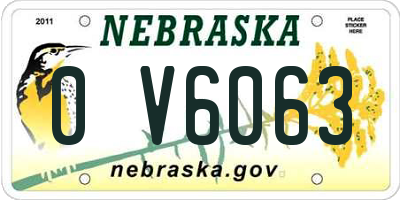 NE license plate 0V6063